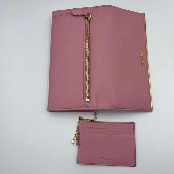 Prada Long leather Wallet in Peonia Saffiano Metal Pink Metallic w/ card holder - Picture 8 of 16